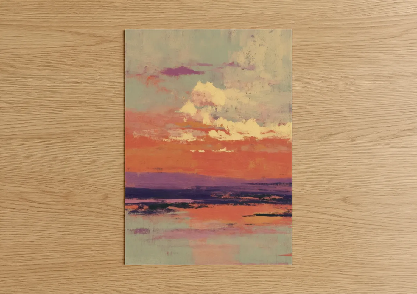 Golden Summer Sunset Landscape Painting Wall Art