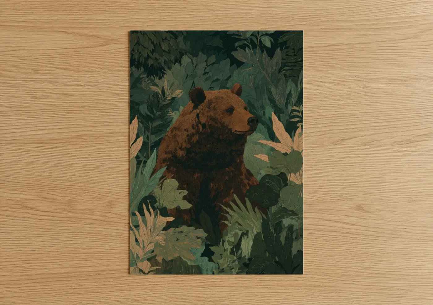 Brown Grizzly Bear Forest Wildlife Wall Art