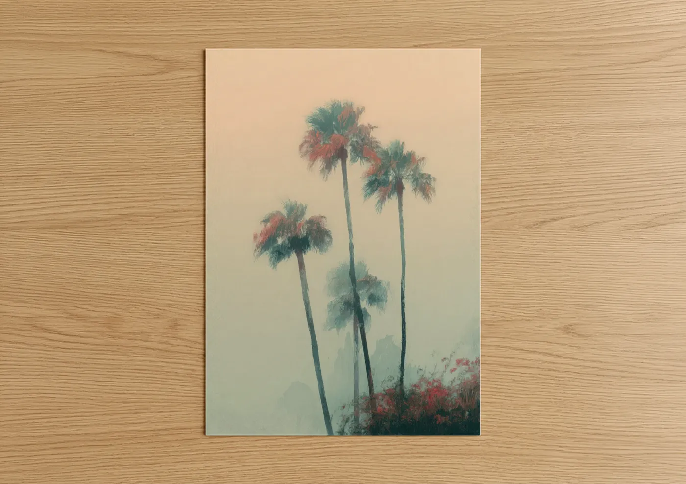 Misty Palm Trees Atmospheric Landscape Wall Art