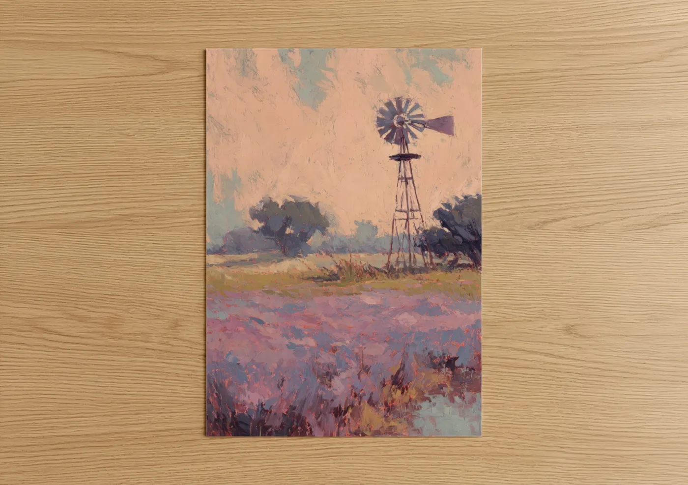 Prairie Windmill Sunset Landscape Wall Art