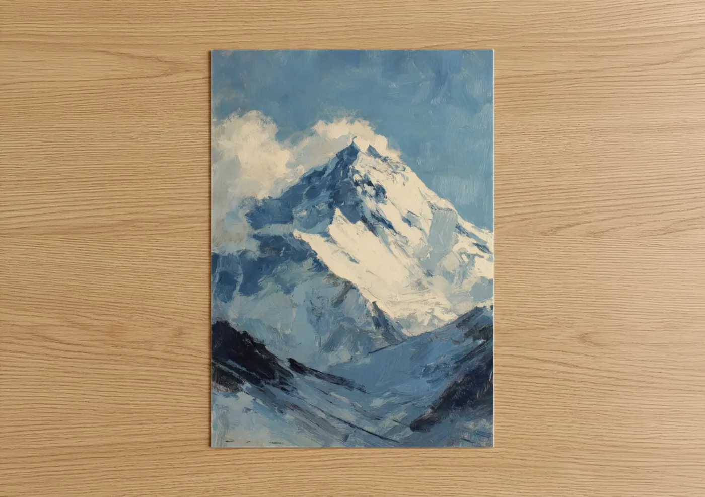 Snow-Capped Mountain Peak Oil Painting Wall Art