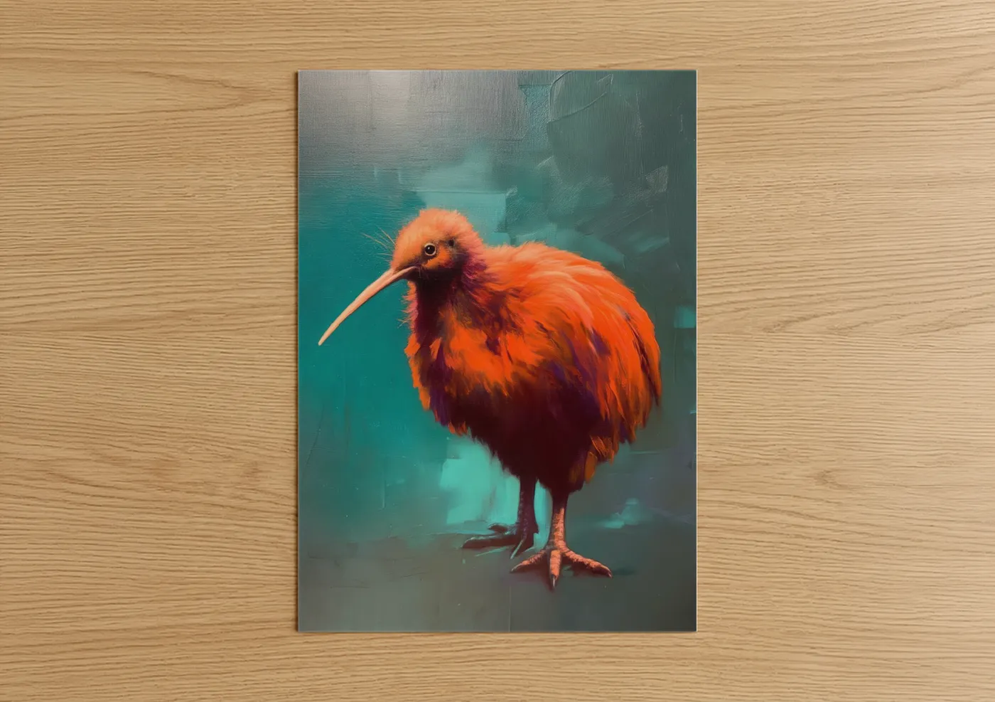 Crimson Kiwi Bird Modern Wildlife Wall Art