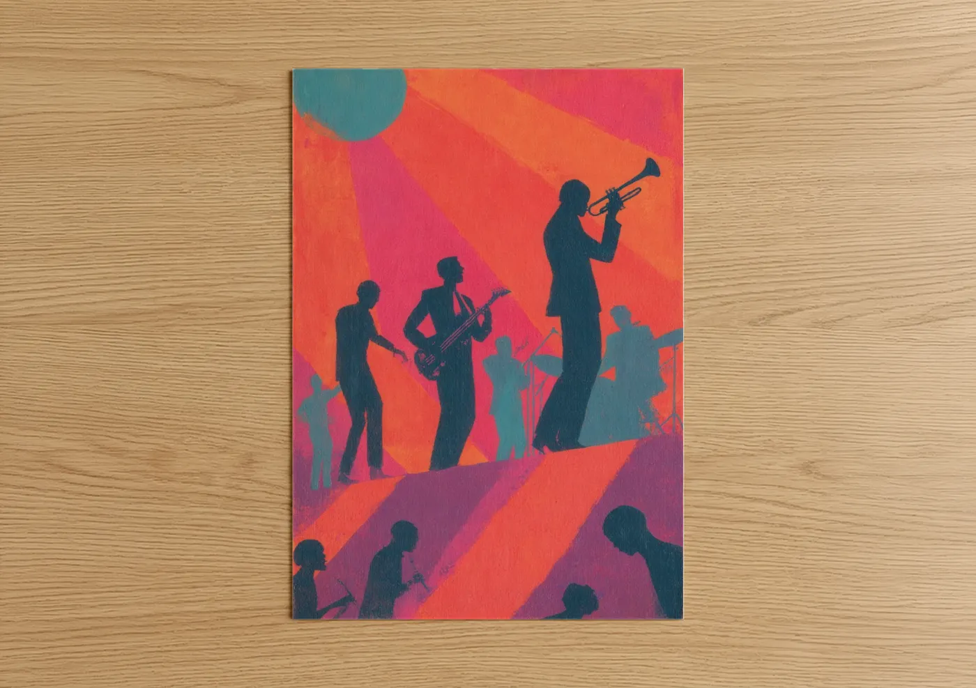 Funk Band Musicians Silhouette Wall Art