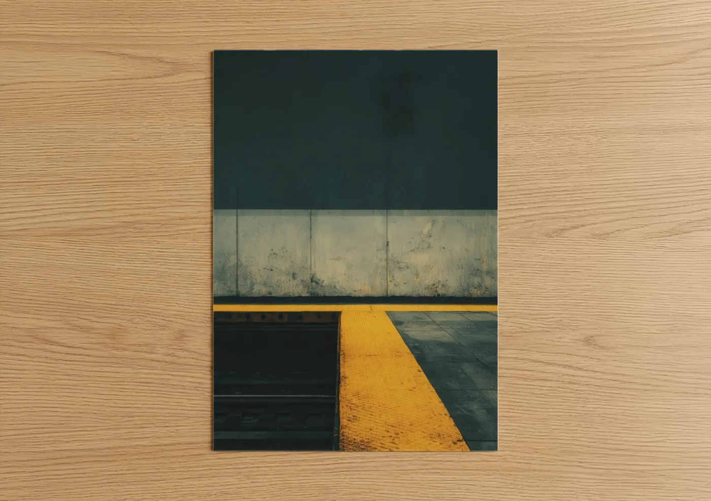 Urban Subway Platform Yellow Line Wall Art