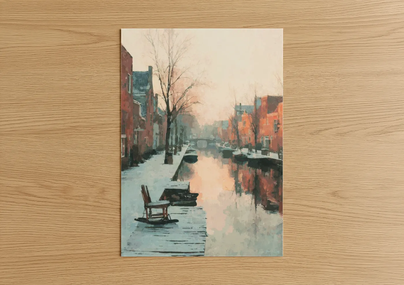 Winter Canal With Red Brick Buildings Wall Art