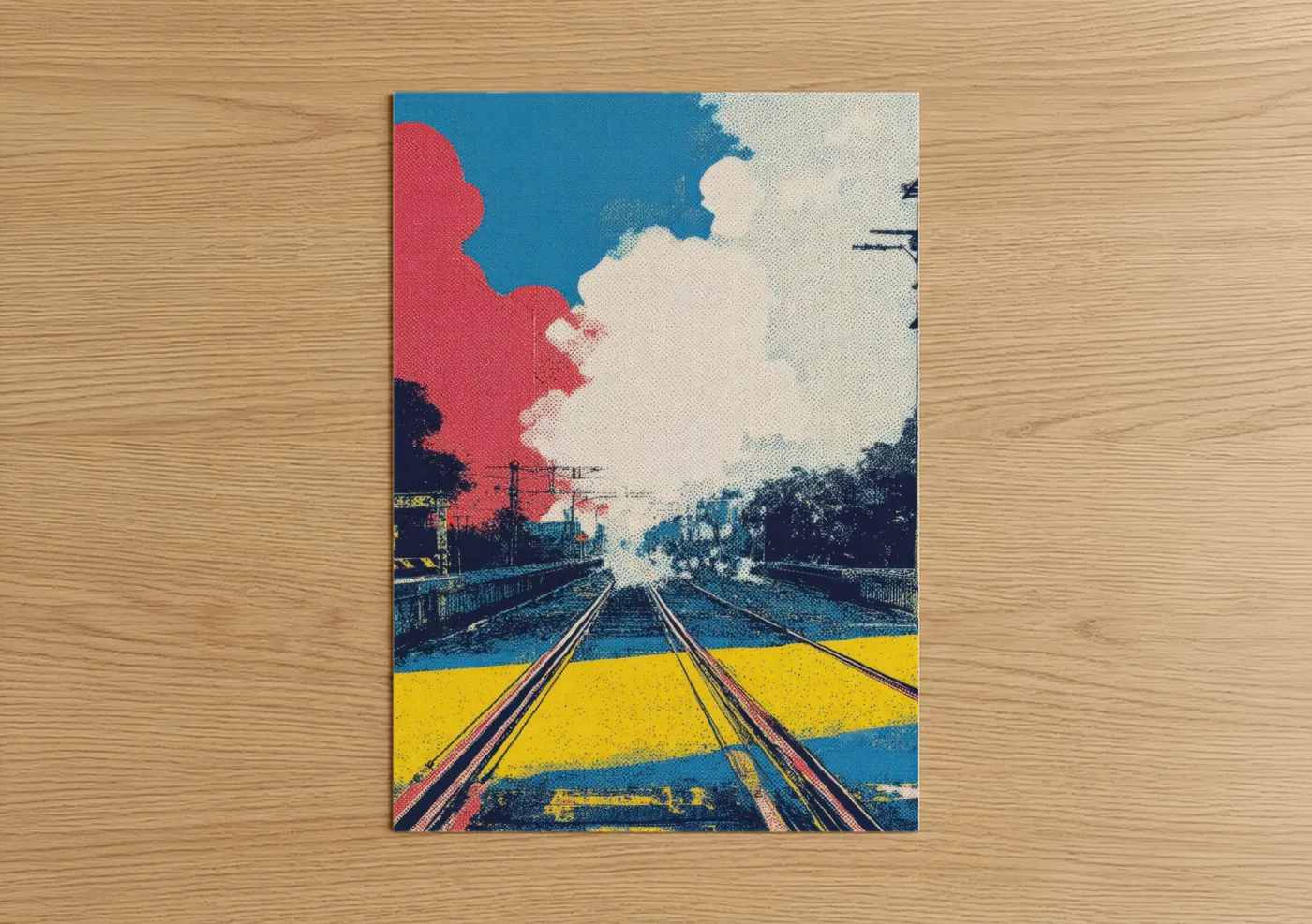 Neon Rails Pop Art Train Tracks Wall Art