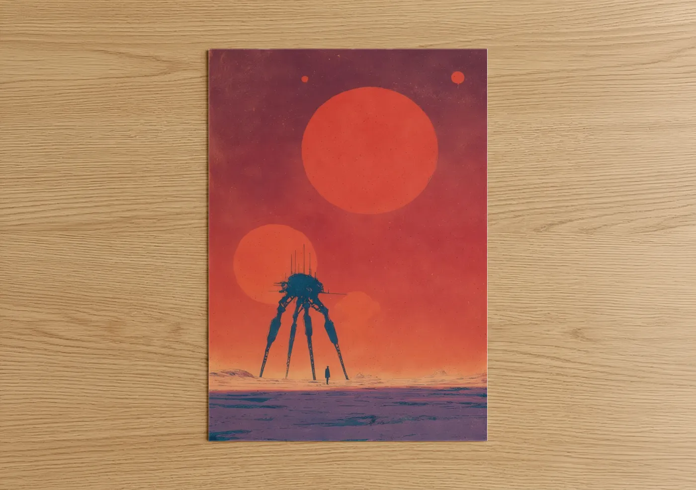 Alien Walker Sci-Fi Desert Landscape Wall Art