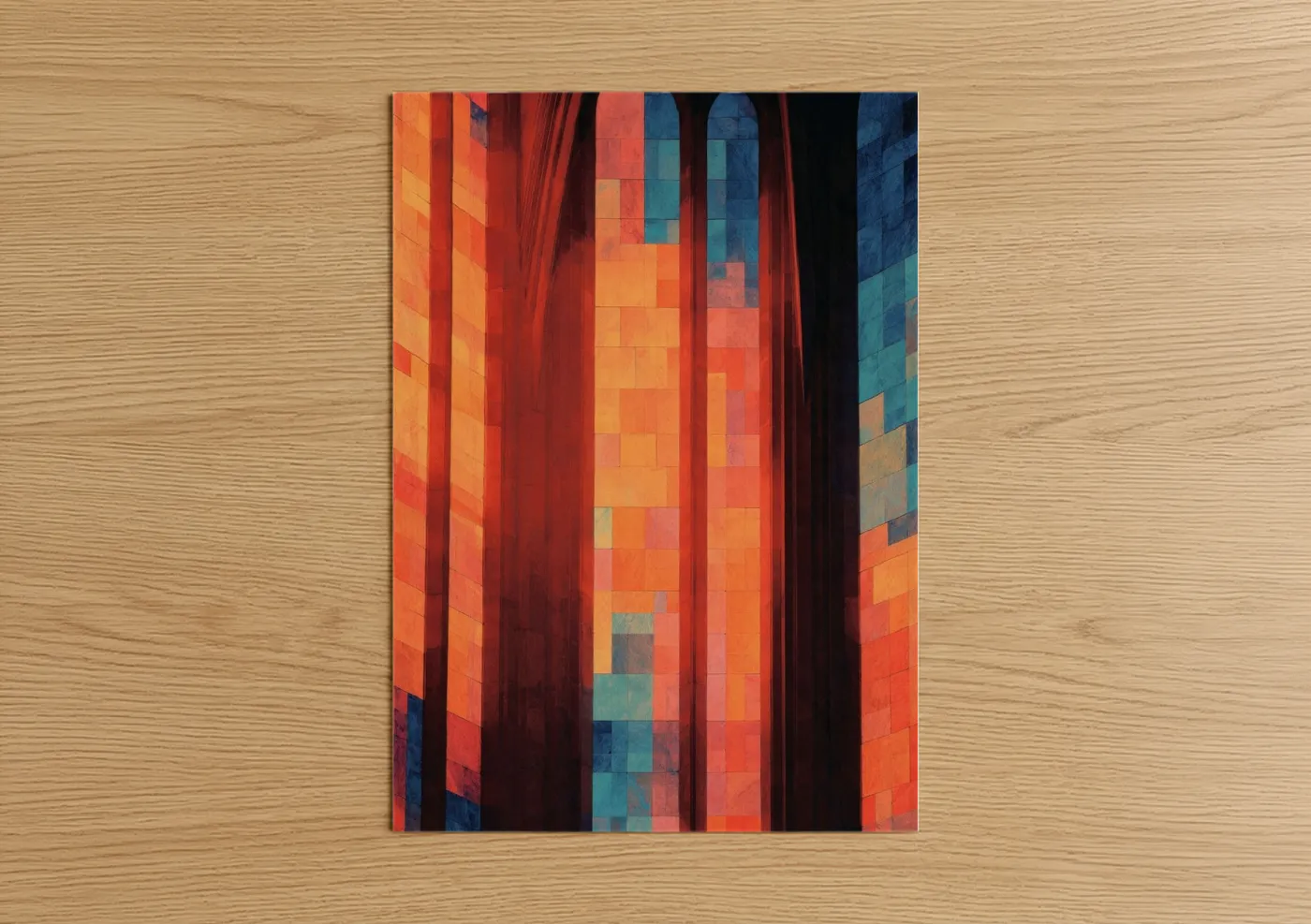 Crimson Cathedral Light Abstract Wall Art