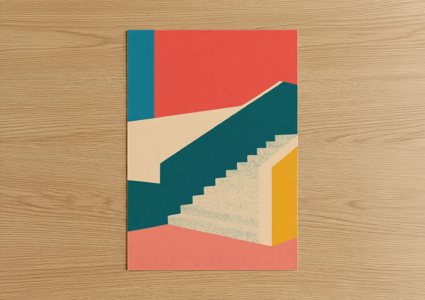 Coral Staircase Architecture Modern Wall Art