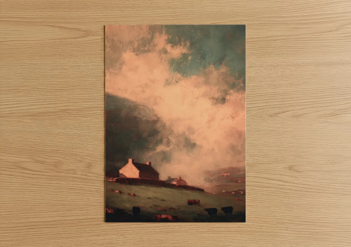 Misty Farm Cottage Landscape Art Wall Art
