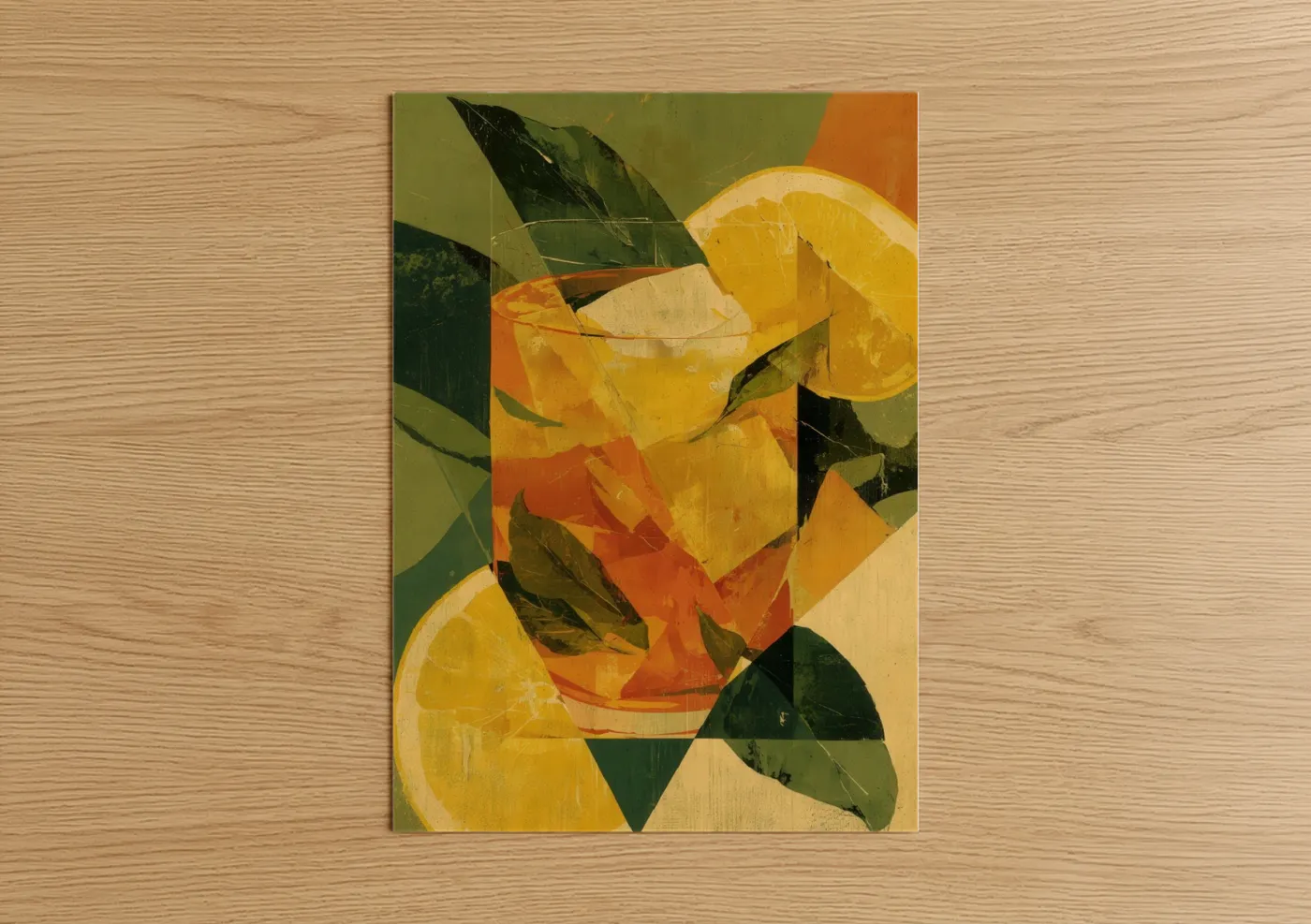 Citrus Iced Tea Abstract Illustration Wall Art