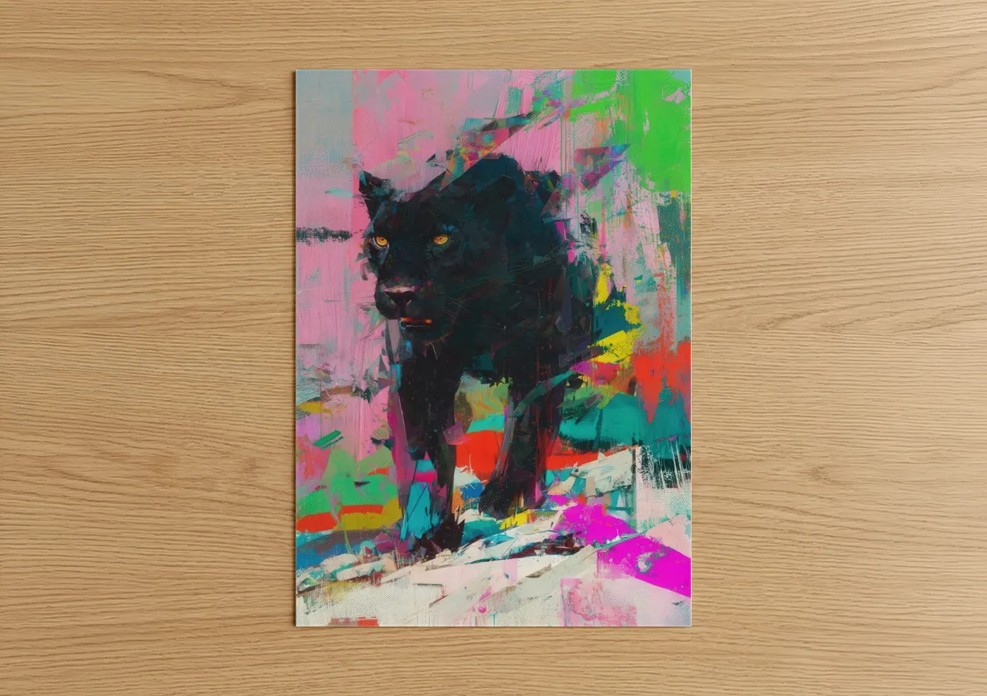 Neon Panther Pop Art Canvas Wall Art