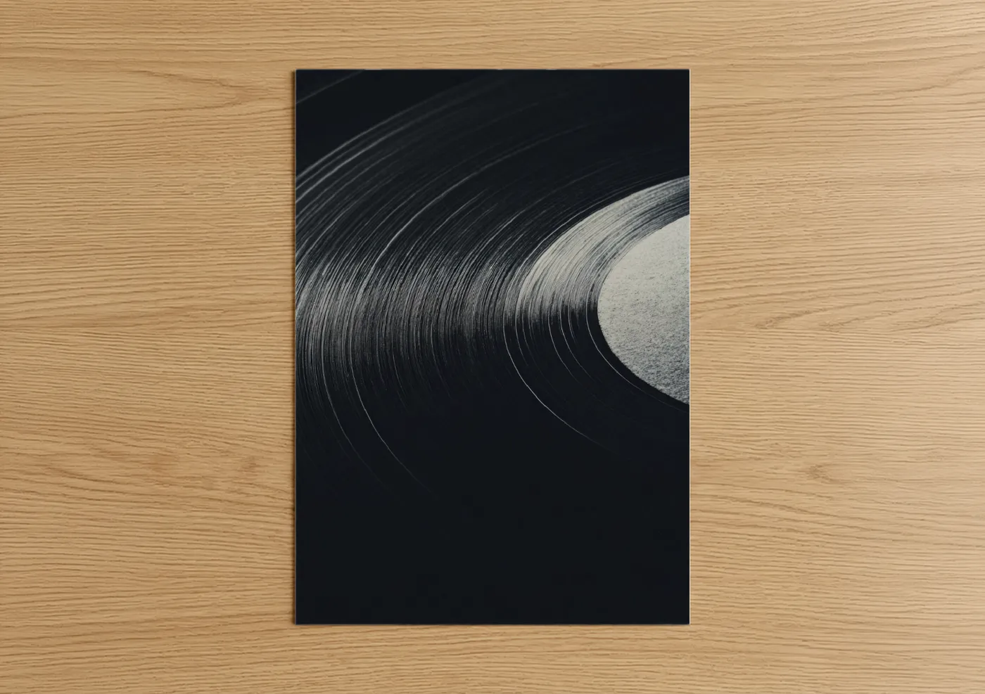 Vinyl Record Grooves Close-Up Photography Wall Art