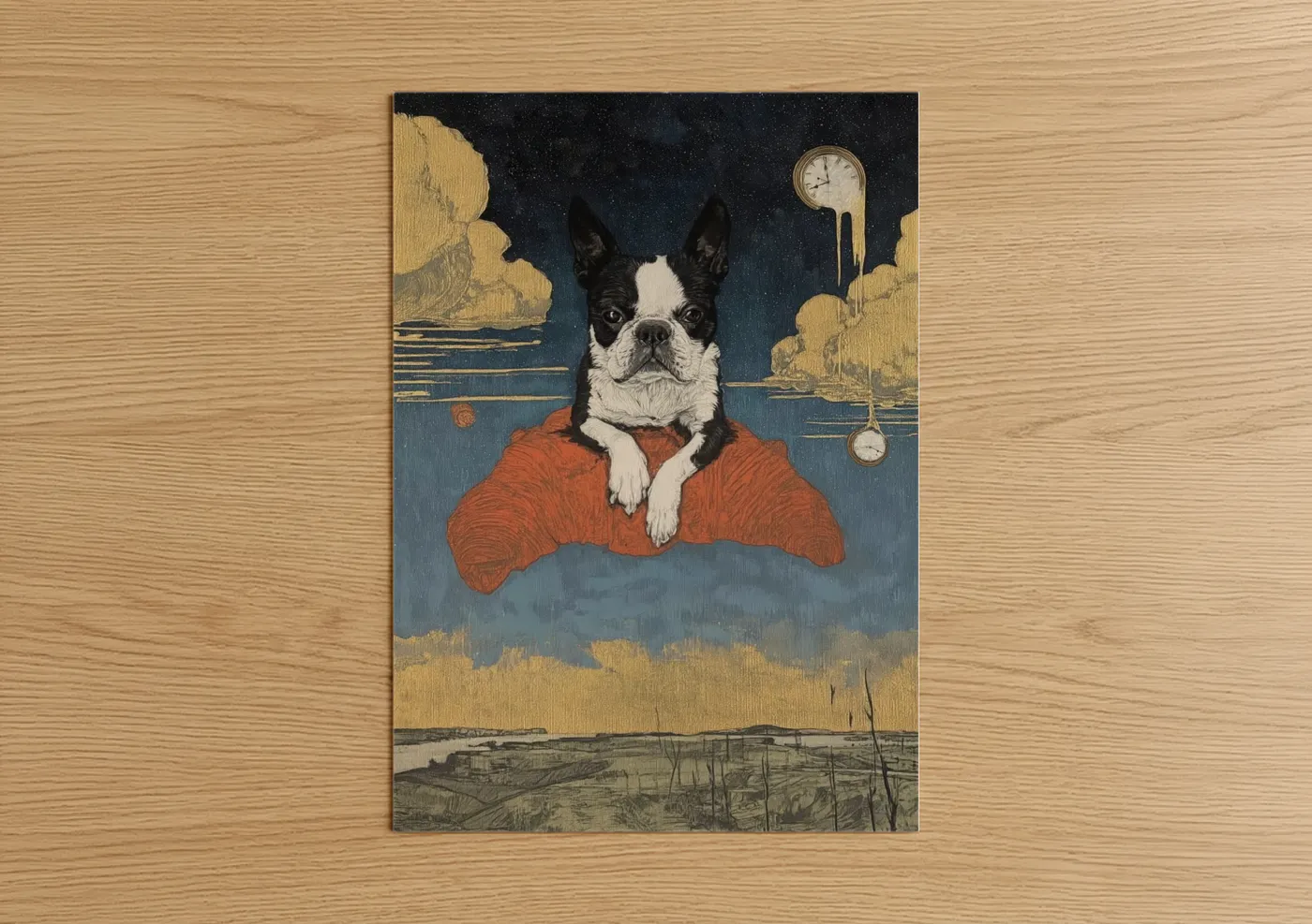 Black and White Terrier Surreal Wall Art