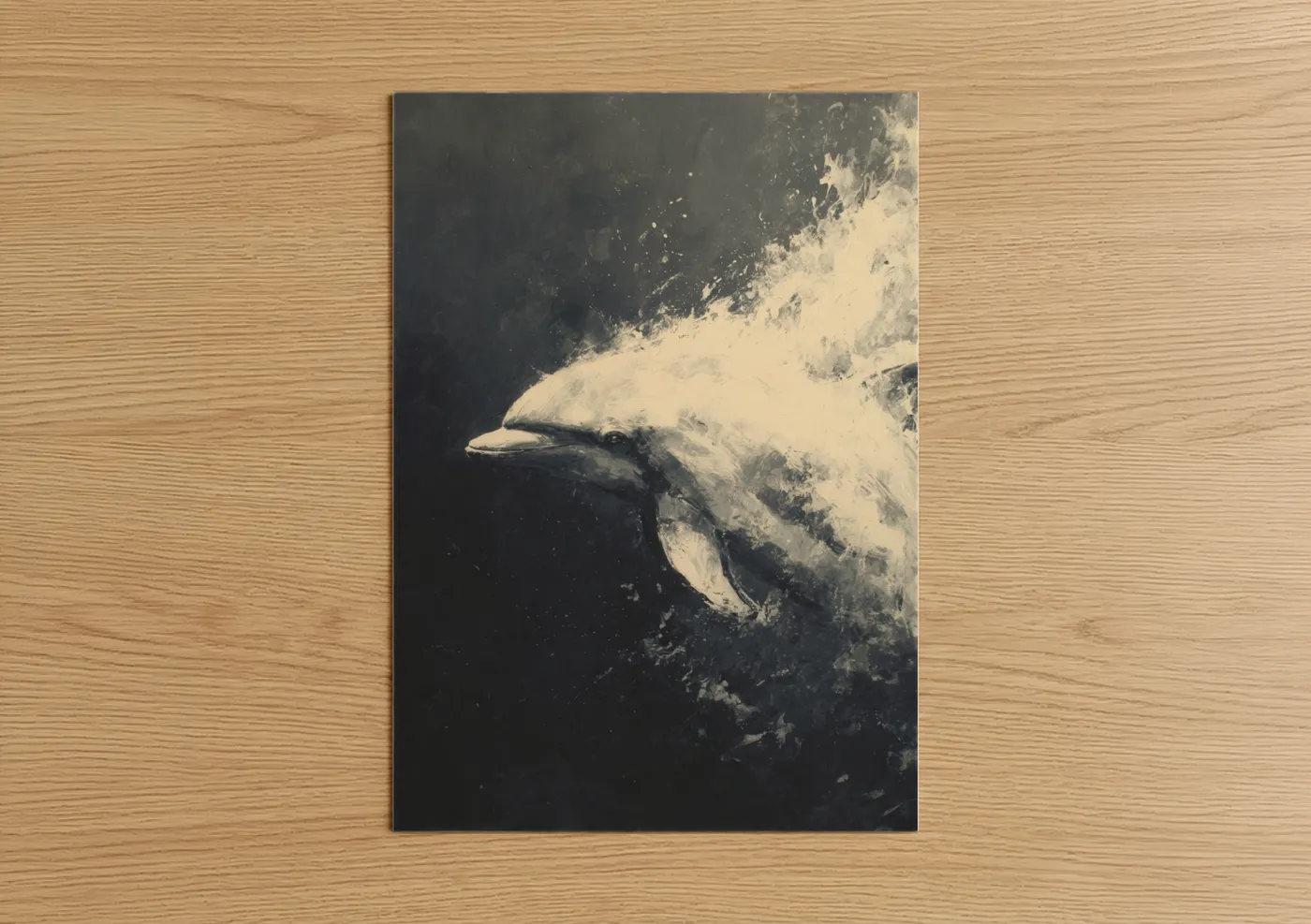 Emerging Dolphin Black and White Ocean Wall Art