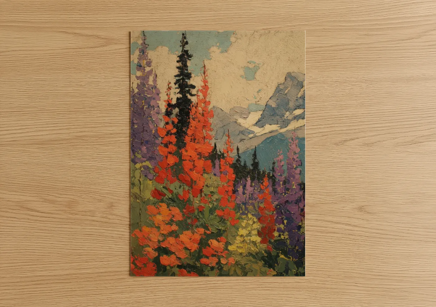 Alpine Wildflower Meadow Mountain Landscape Wall Art