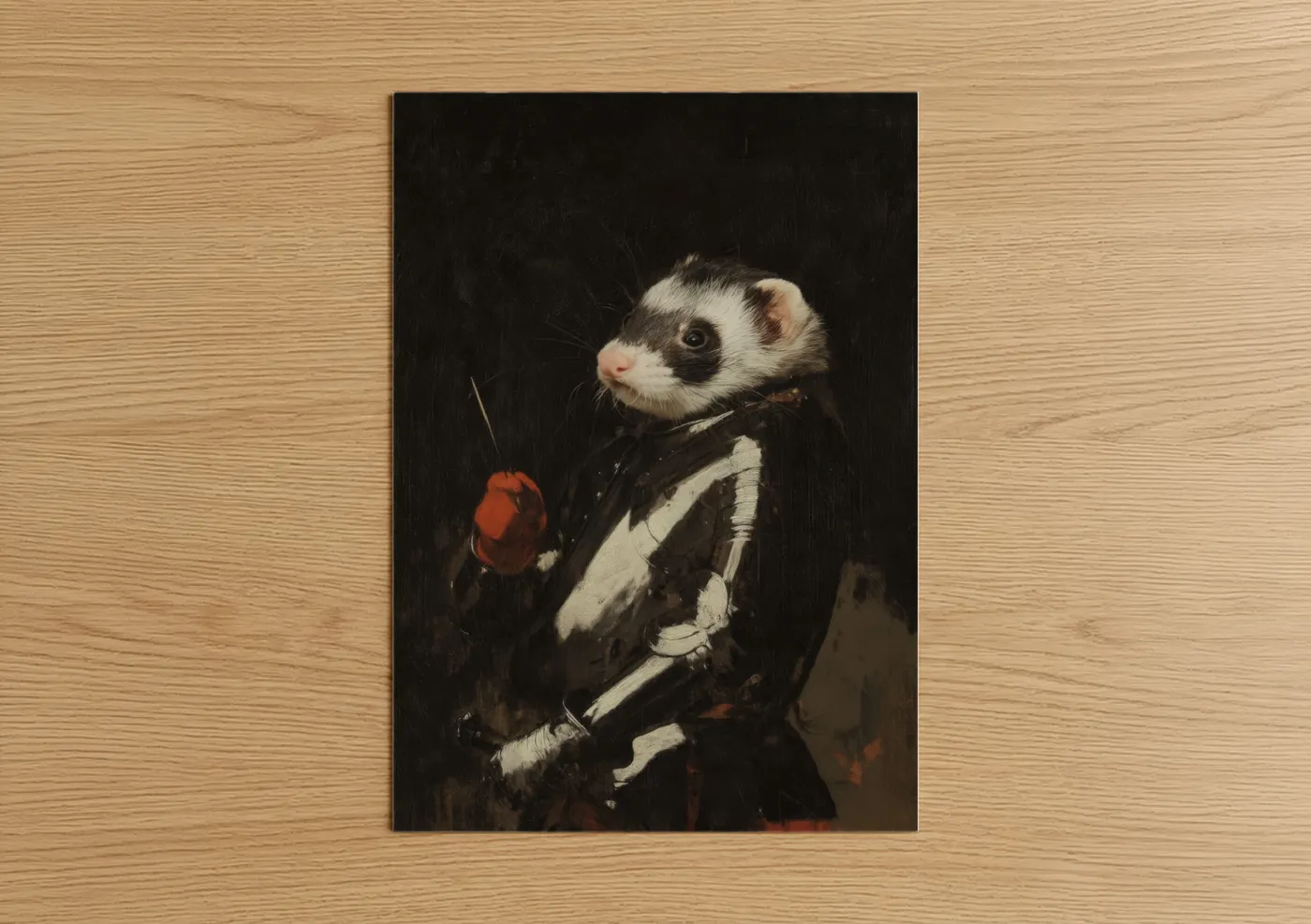 Dapper Ferret Portrait Black Jacket Wall Art
