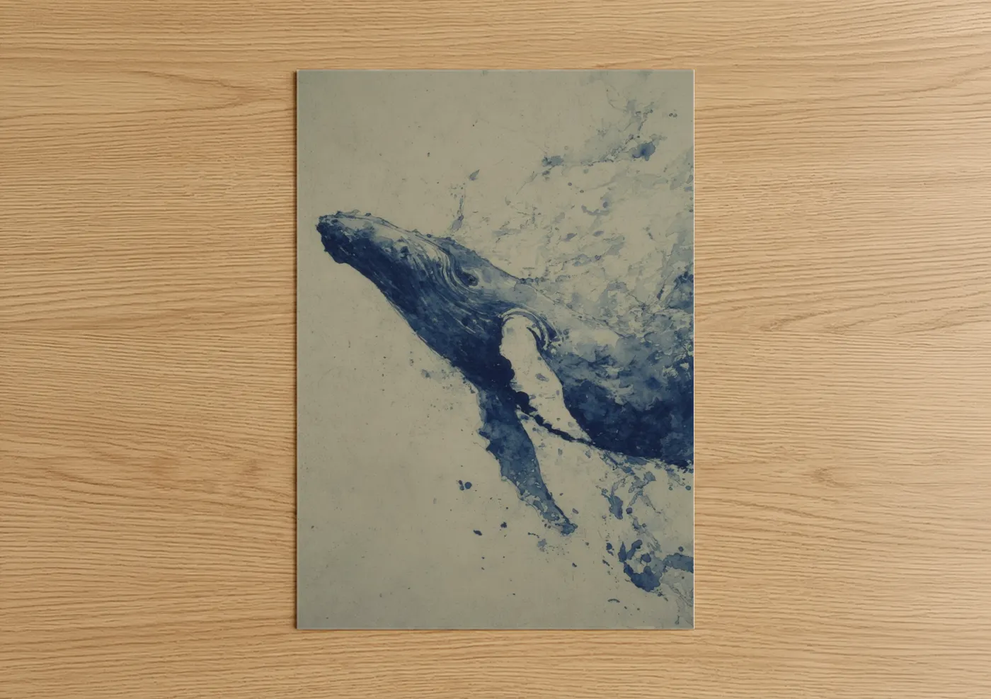 Sperm Whale Watercolor Dive Wall Art