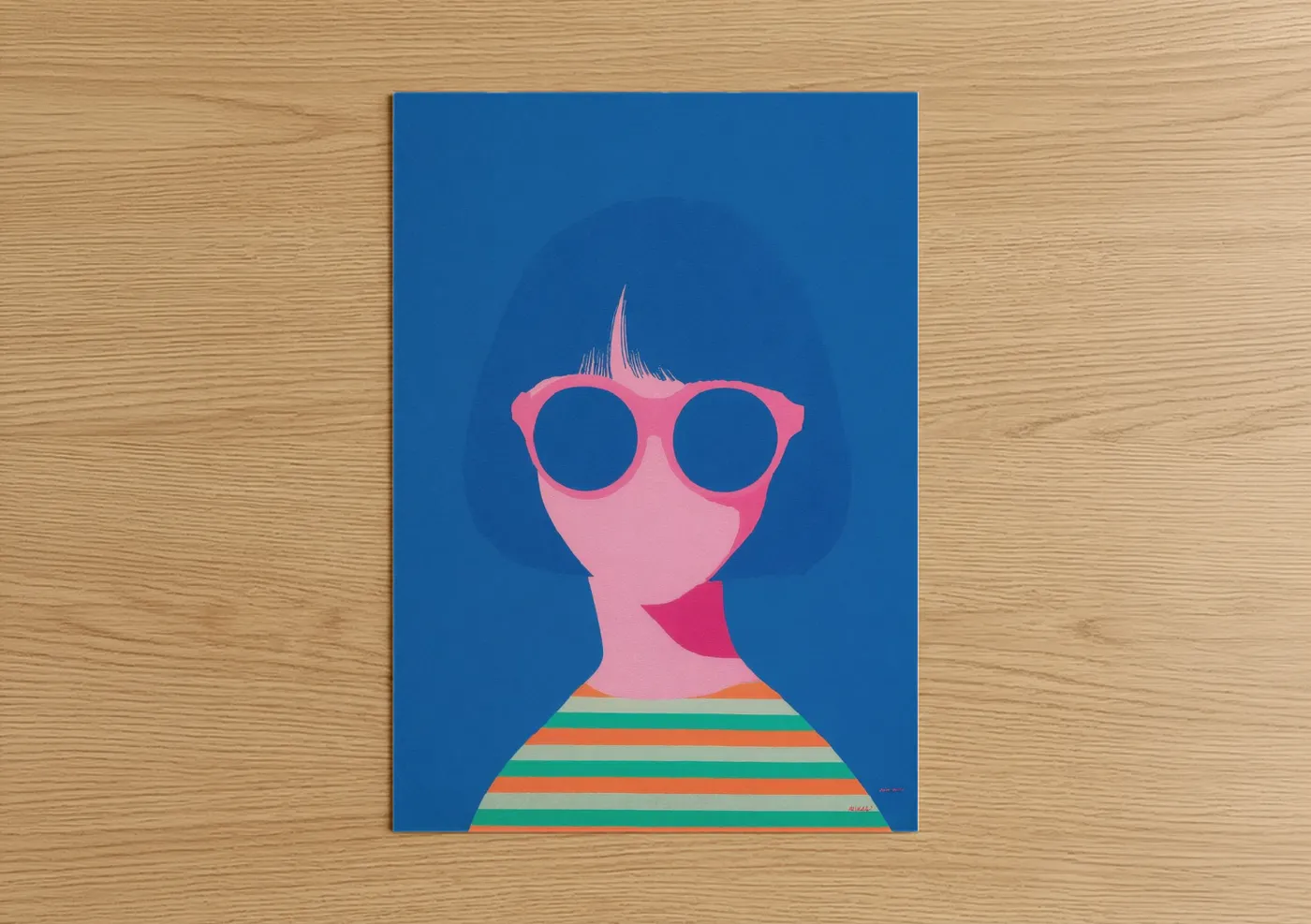 Pink Fashion Illustration Sunglasses Style Wall Art