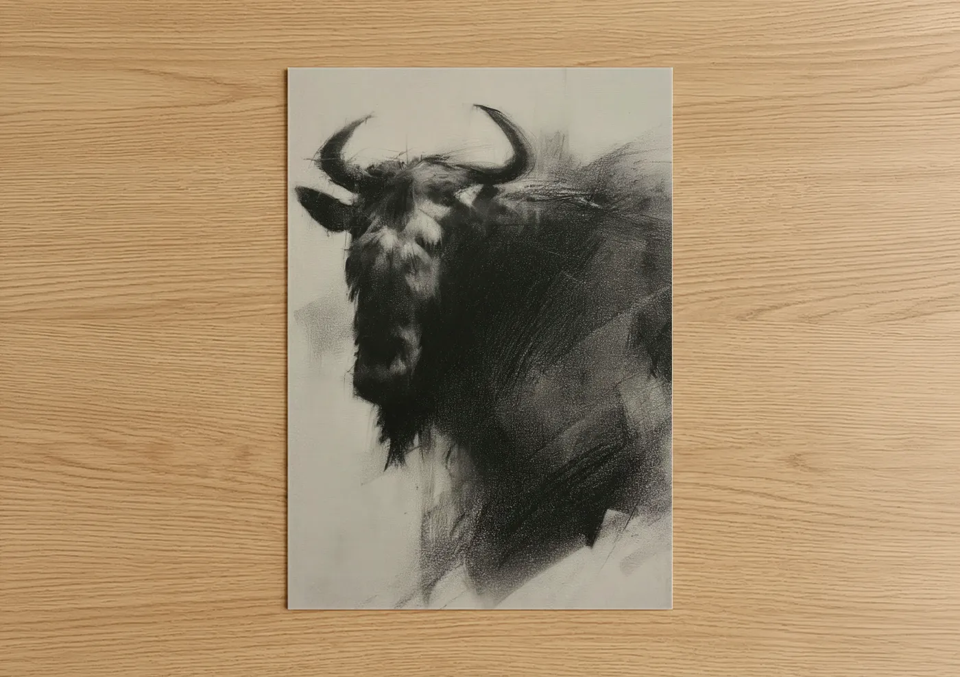 Majestic Antelope Charcoal Drawing Wall Art