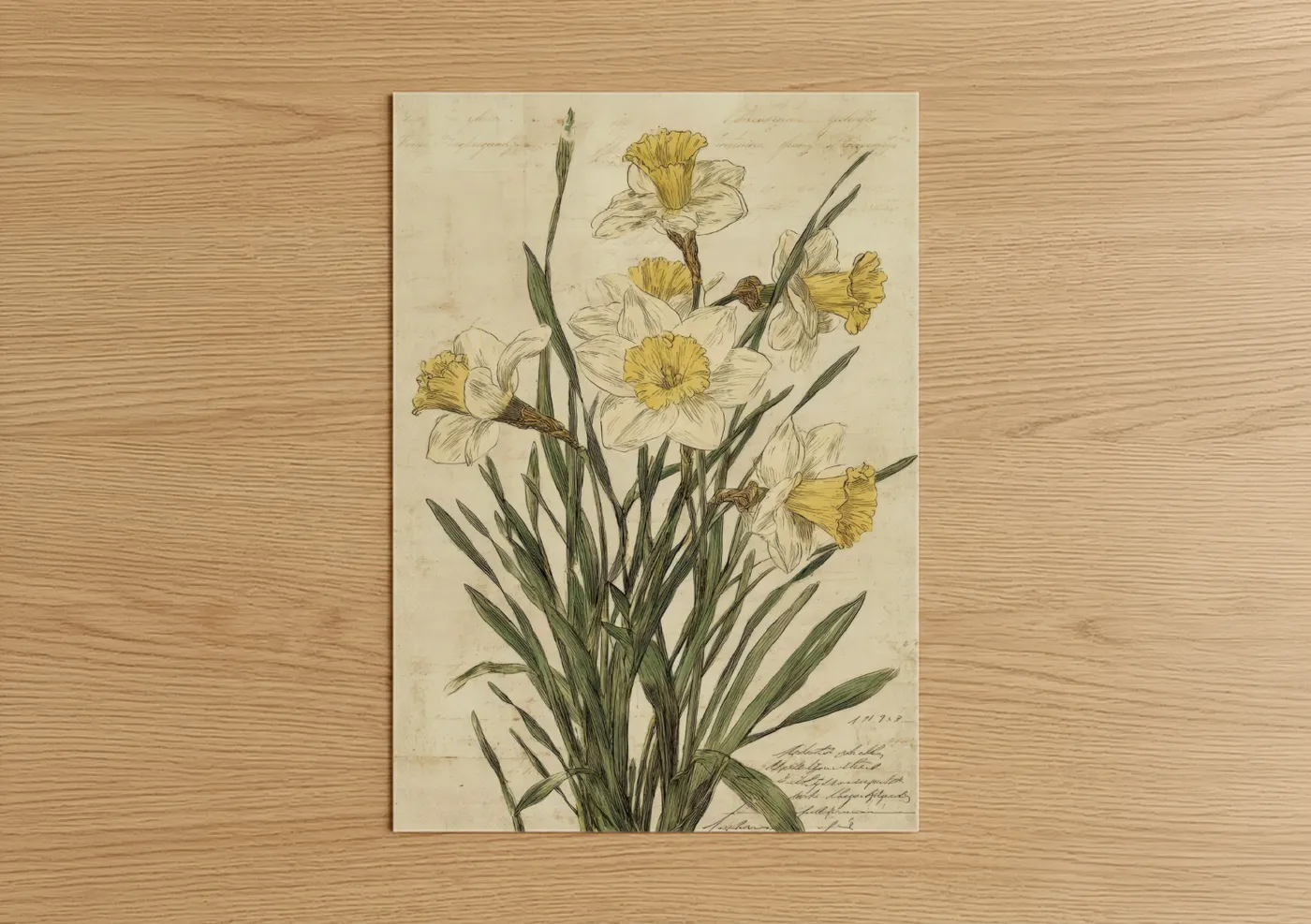 Spring Daffodils Botanical Illustration Wall Art