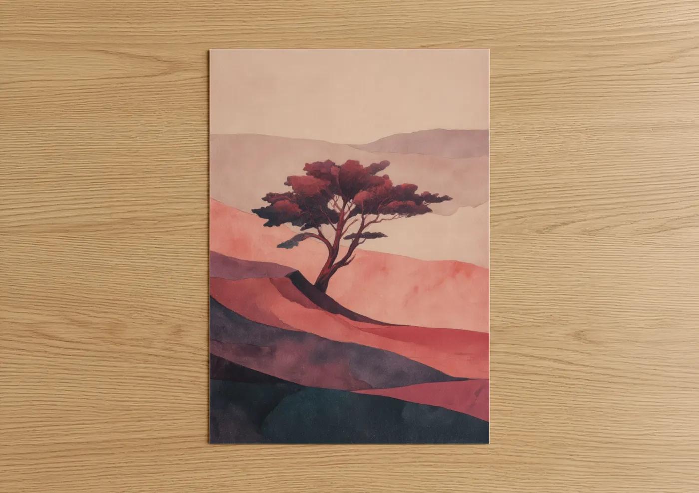Desert Juniper Landscape Watercolor Wall Art