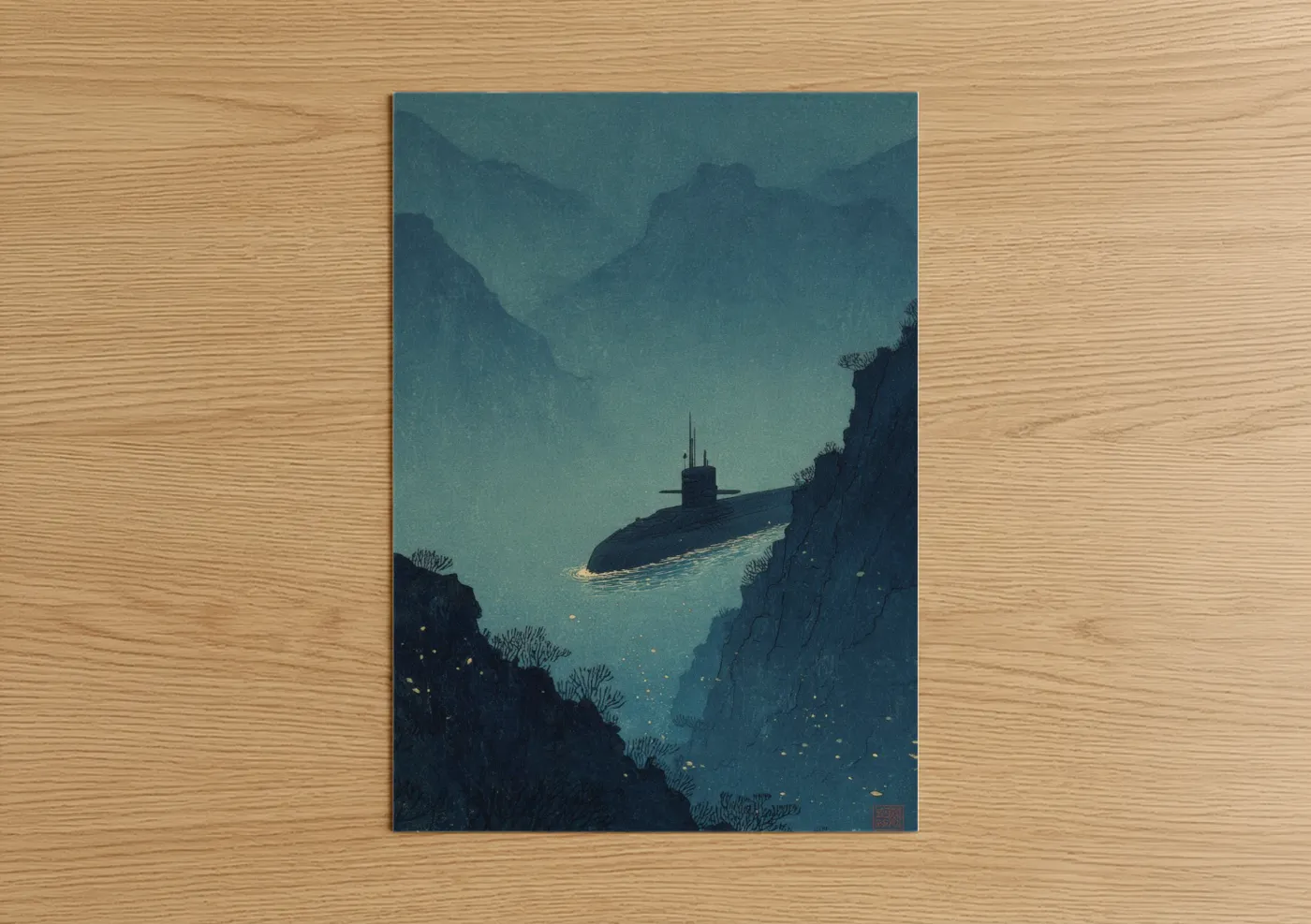 Submarine Canyon Underwater Navy Wall Art