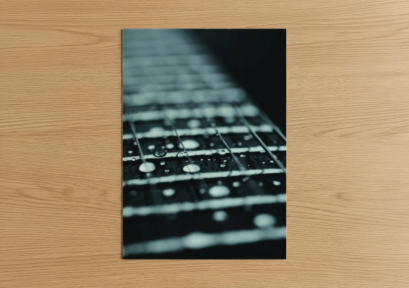 Electric Guitar With Raindrops Close-Up Wall Art