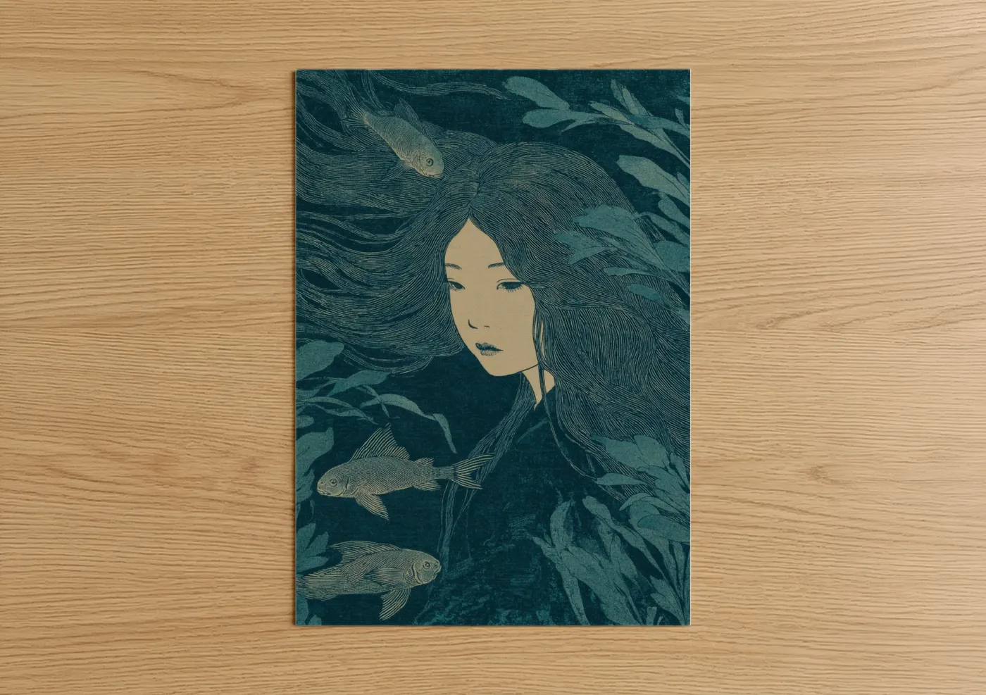 Underwater Siren with Fish Wall Art