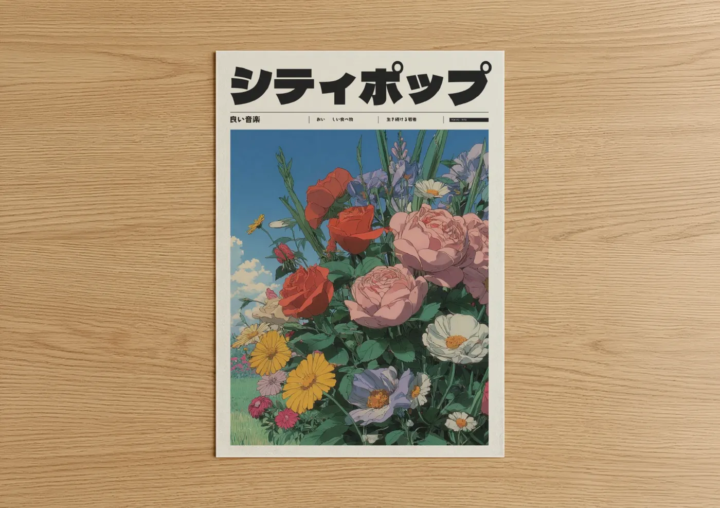 Retro Flower Garden Anime Botanical Wall Art