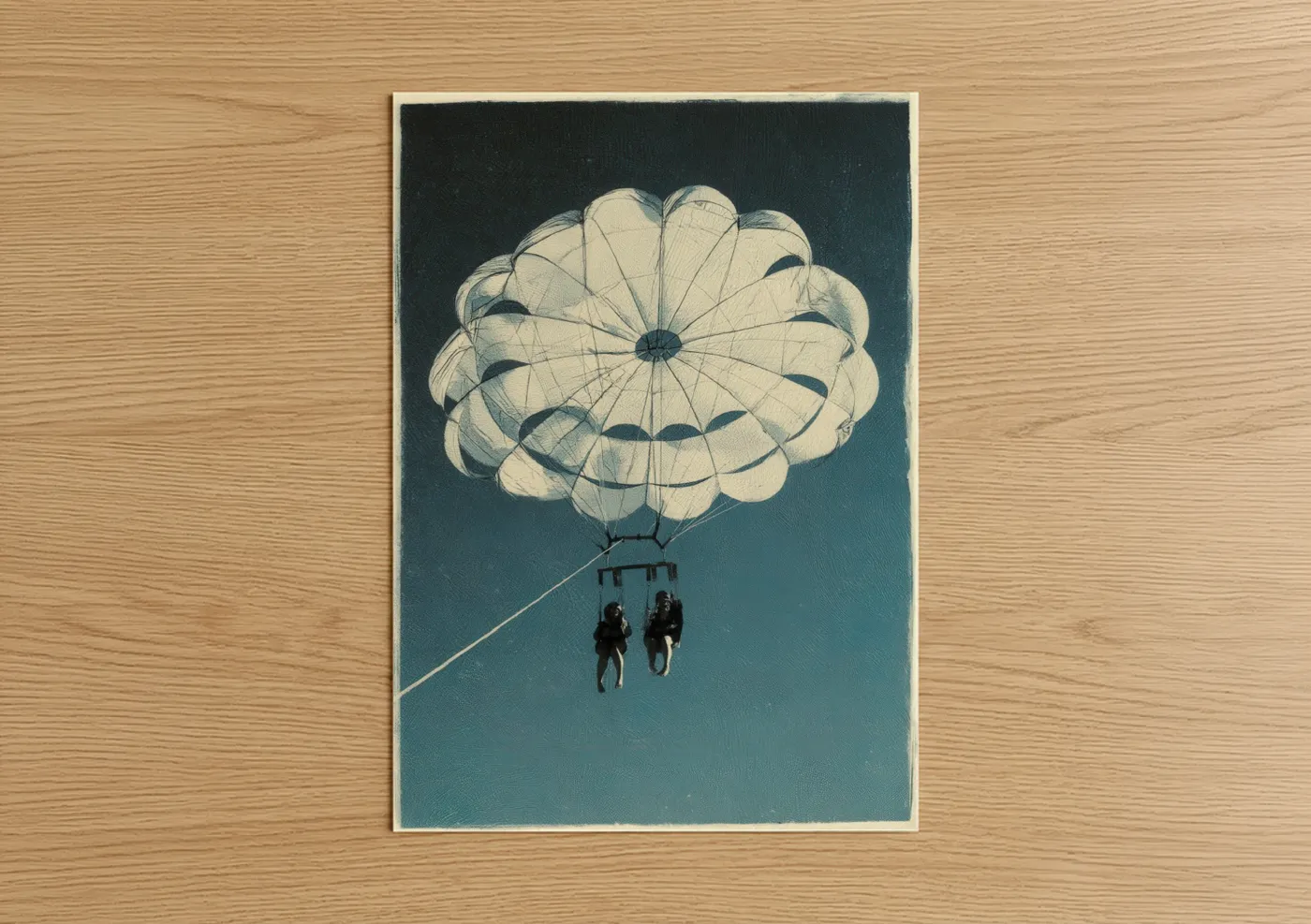 Tandem Parasailing Over Ocean Water Wall Art