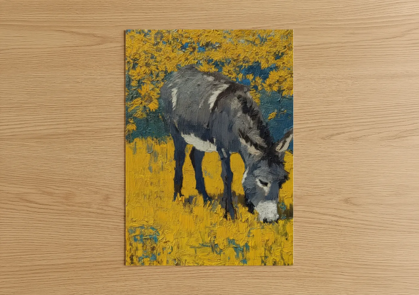 Gray Donkey Golden Meadow Impressionist Wall Art