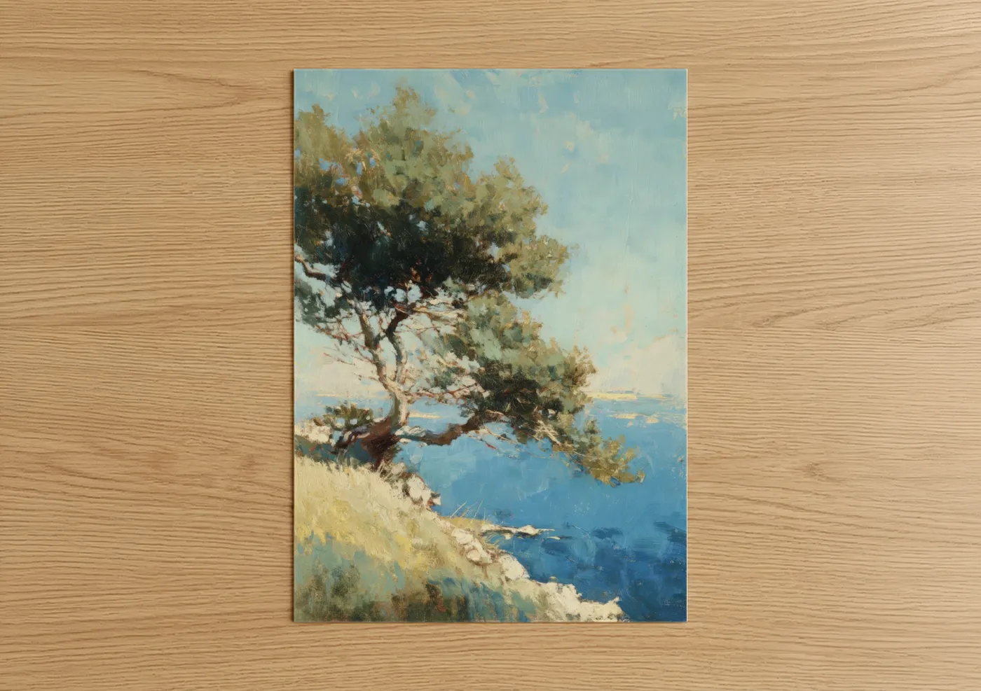 Coastal Juniper Tree Mediterranean Seascape Wall Art