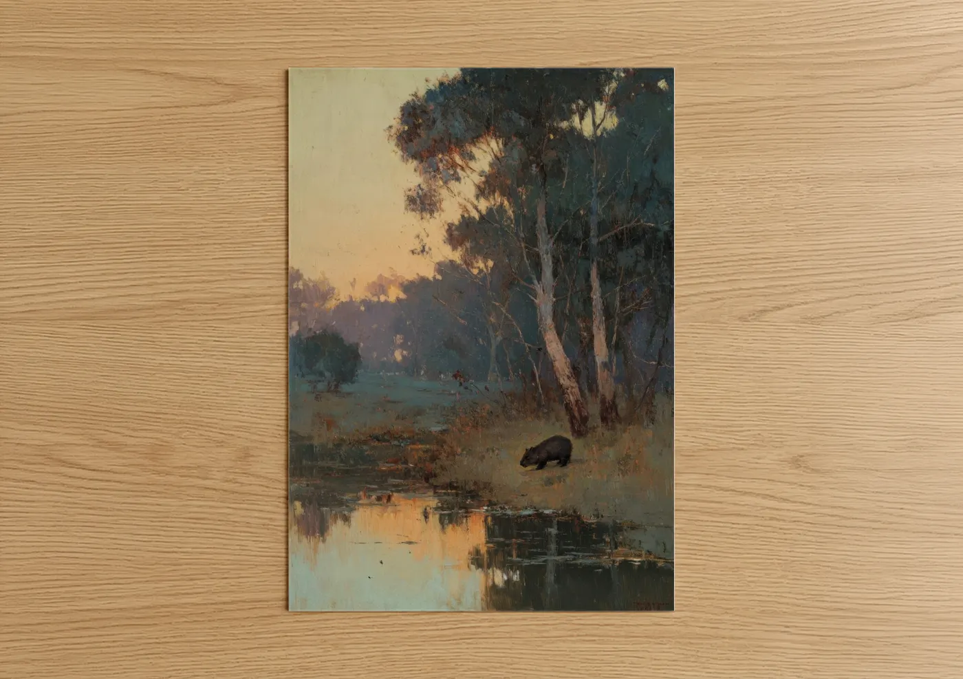 Wombat by Water Eucalyptus Trees Wall Art