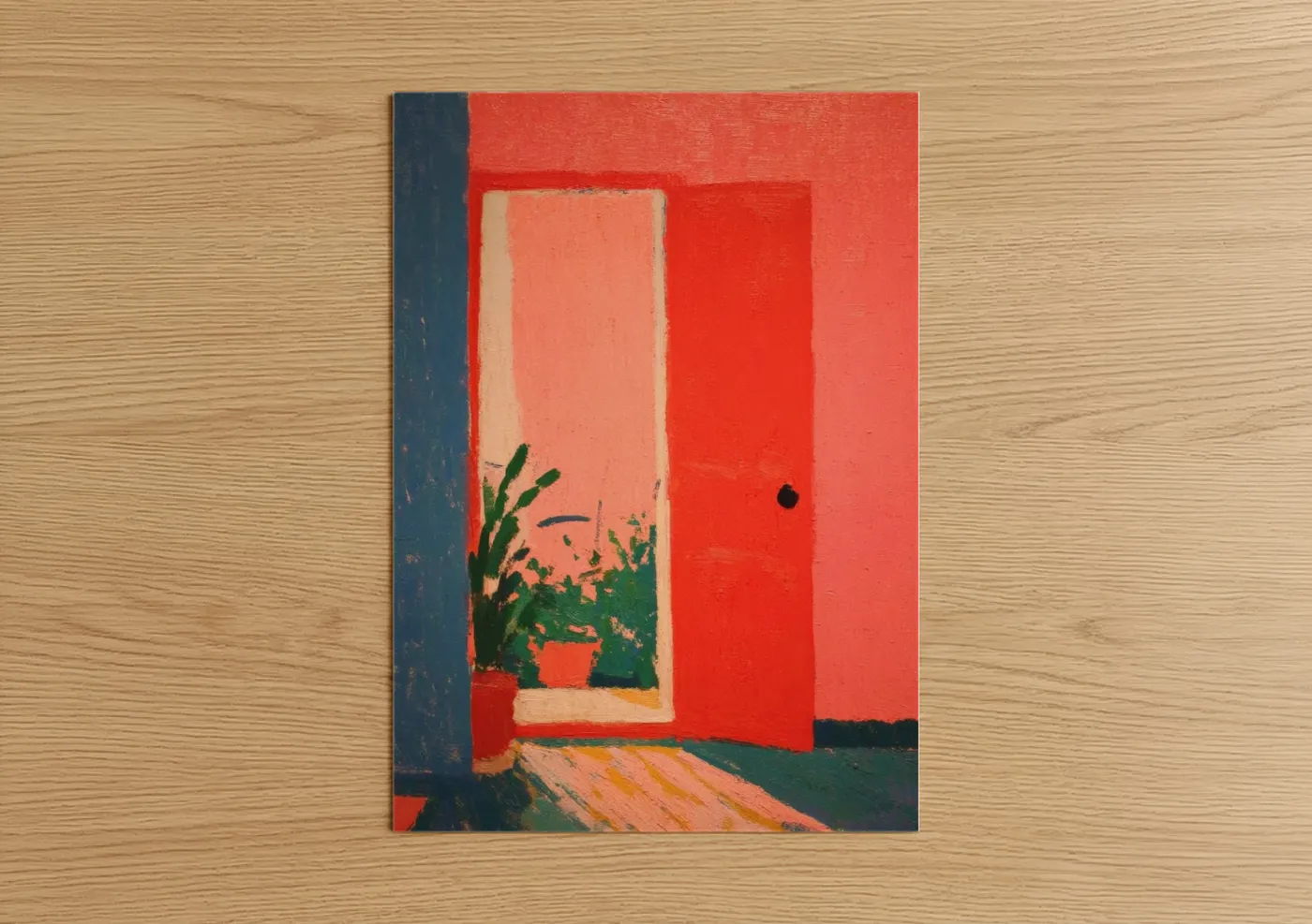Red Entry Door Modern Architecture Wall Art
