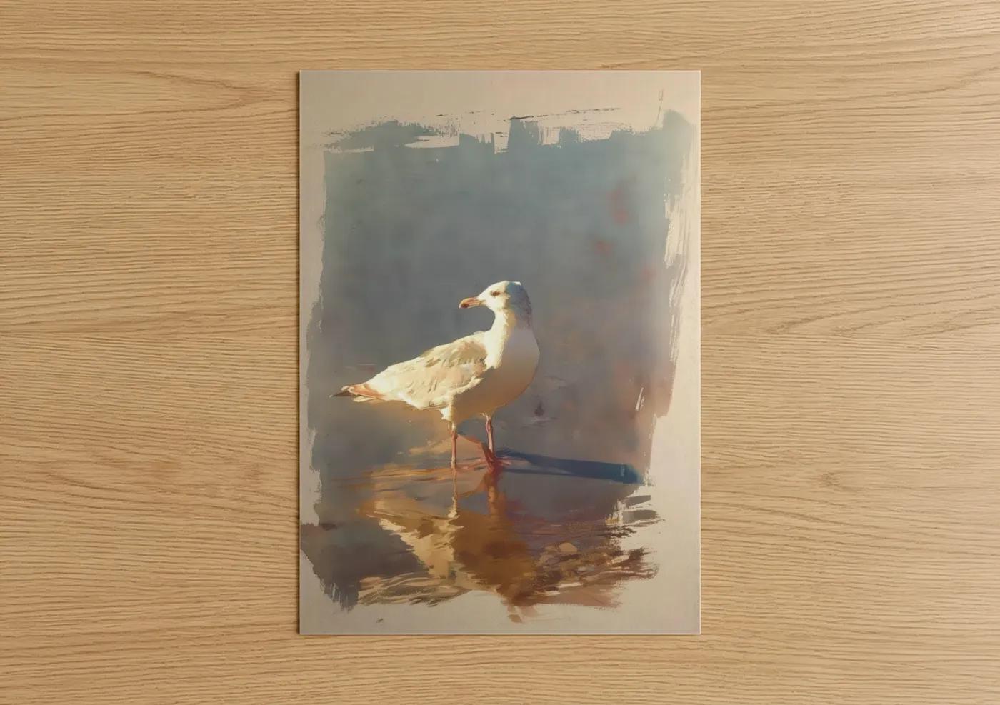 Golden Seagull Coastal Bird Wall Art