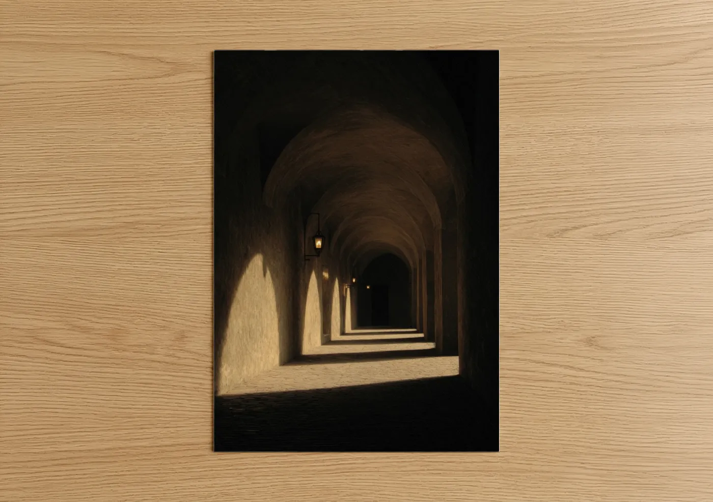 Sunlit Stone Archway Tunnel Wall Art