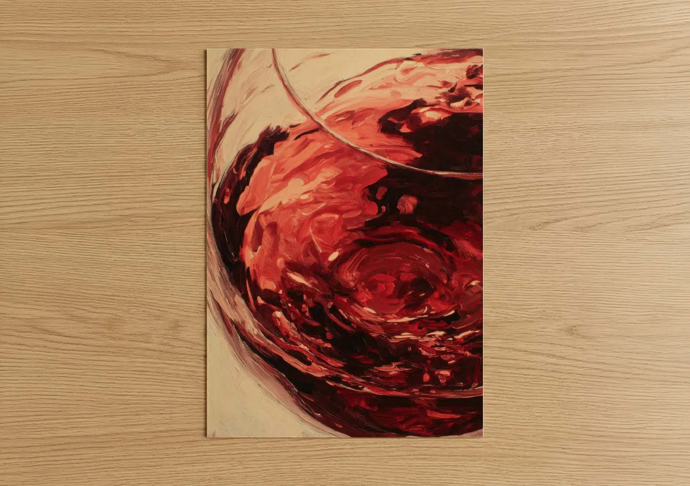Crimson Wine Swirl Abstract Wall Art