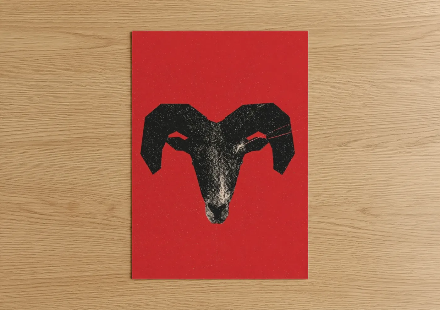 Aries Zodiac Symbol Red Minimalist Wall Art