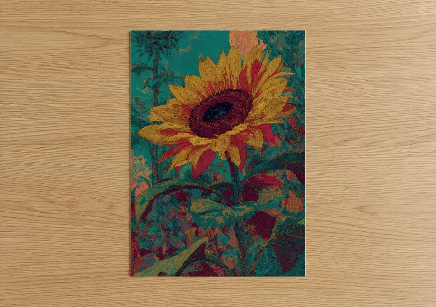 Vibrant Sunflower Botanical Art Print Wall Art