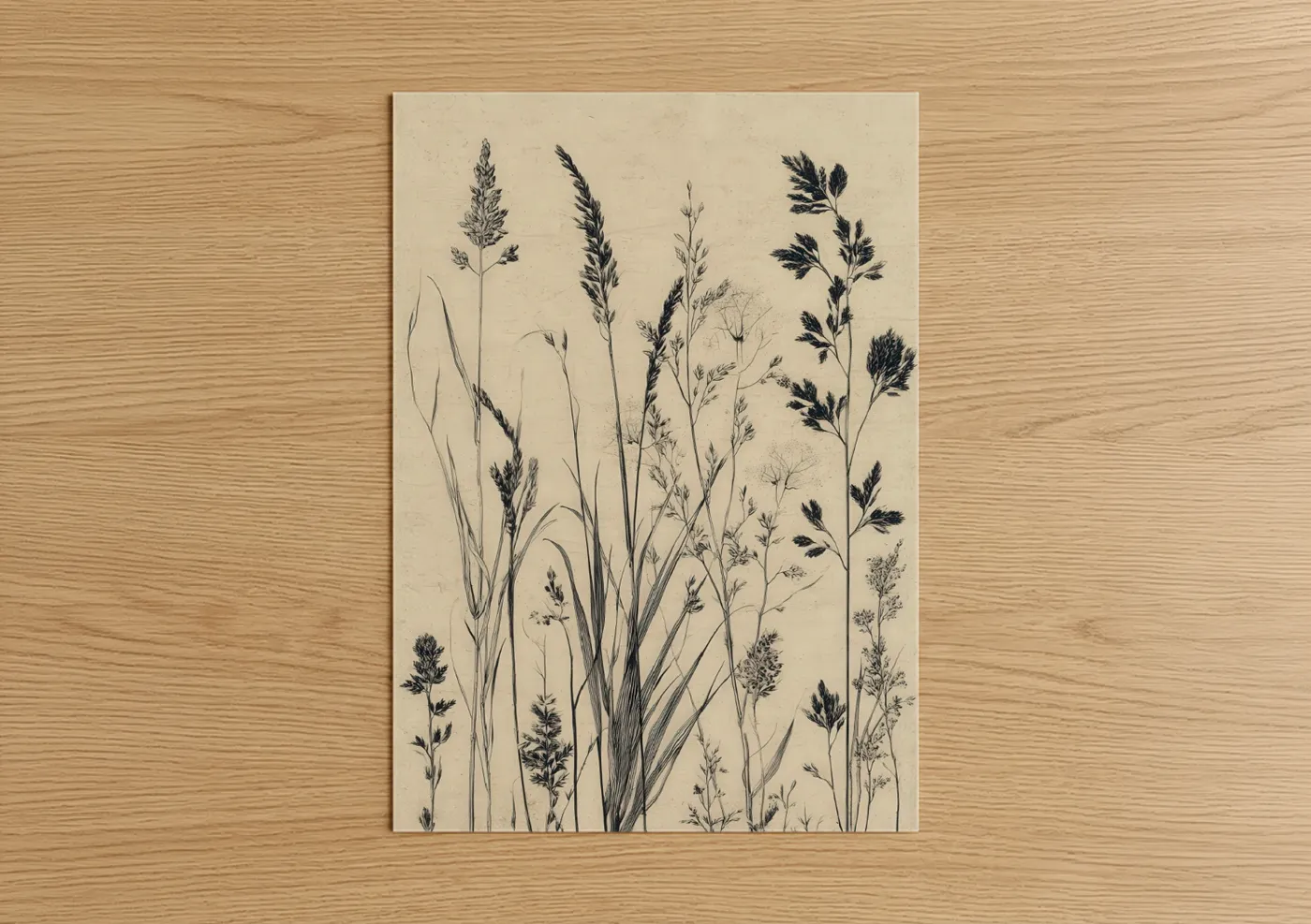 Botanical Grasses Vintage Illustration Wall Art