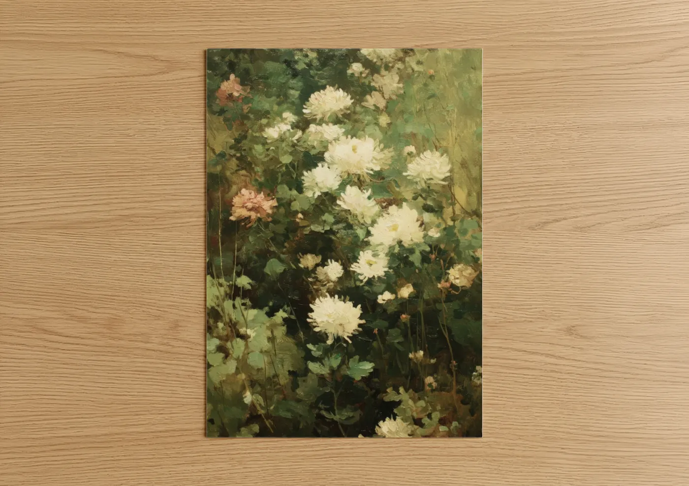 Ivory Chrysanthemums Vintage Floral Art Wall Art