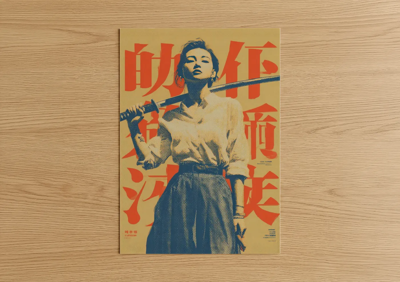 Vintage Japanese Samurai Warrior Poster Wall Art