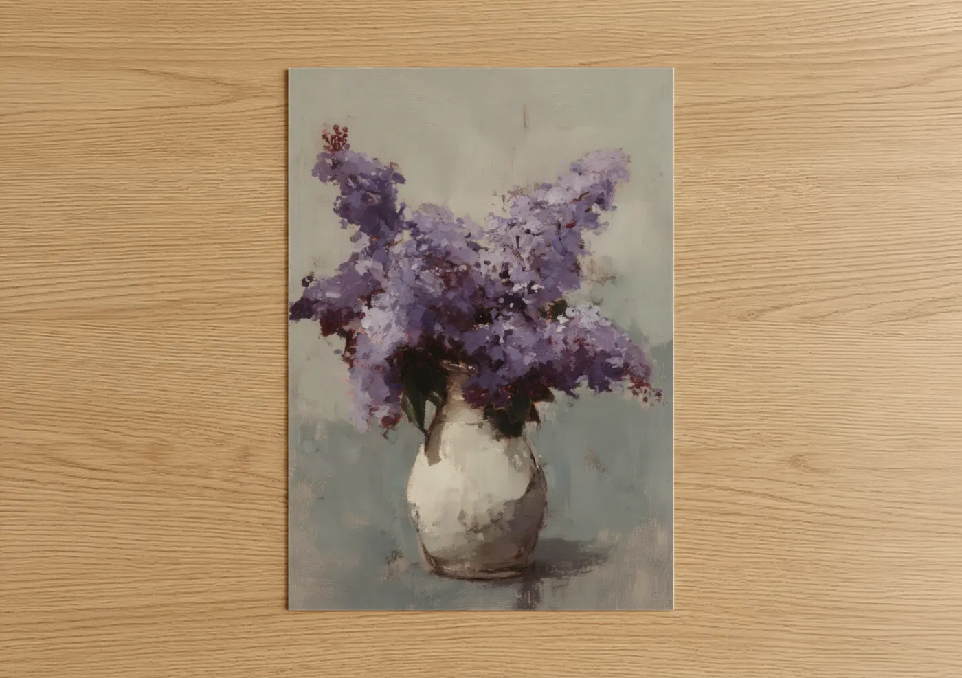 Purple Lilac Bouquet in Vase Watercolor Wall Art