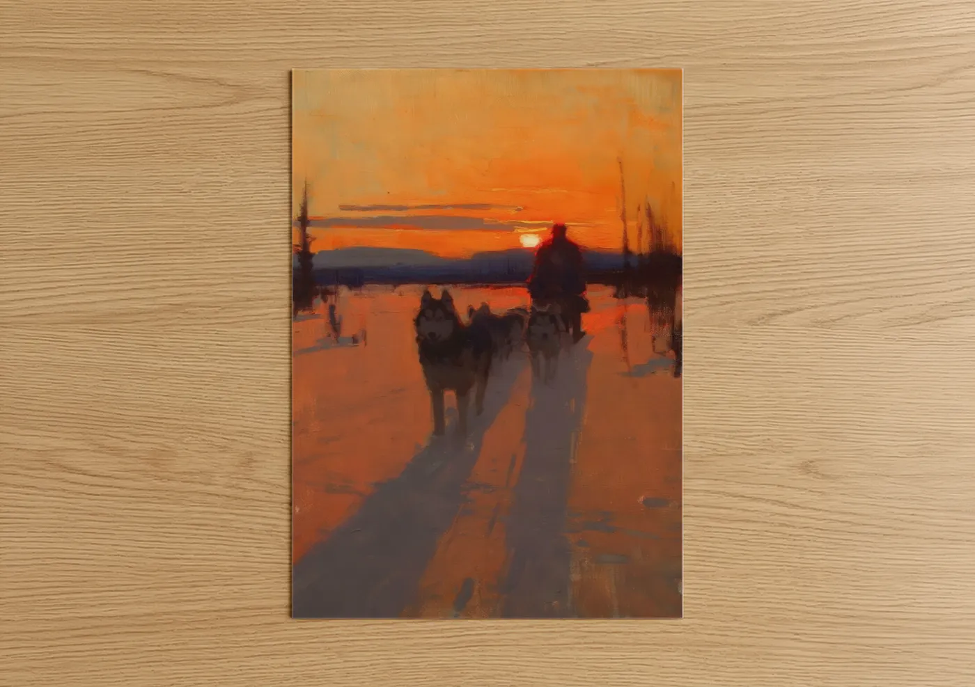 Husky Sled Team Frozen Sunset Wall Art
