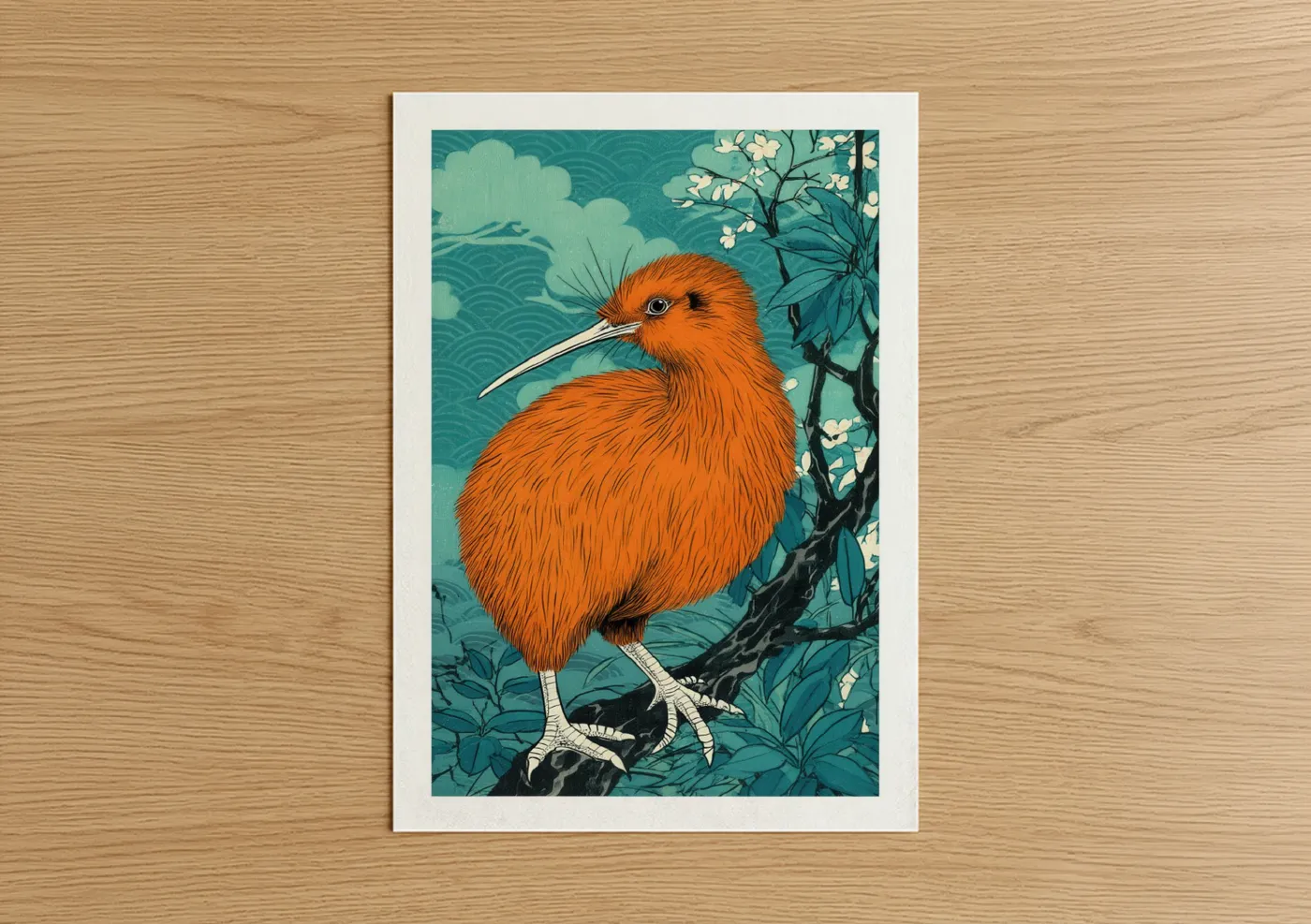 Russet Kiwi Bird Botanical Wall Art