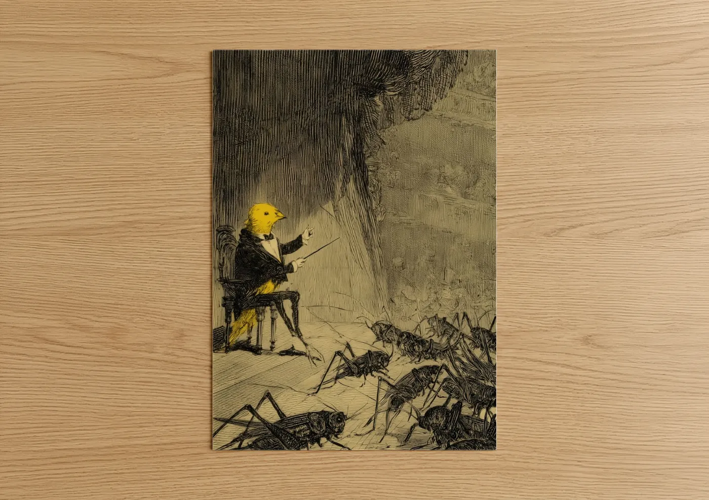Yellow Canary Conductor Engraving Wall Art