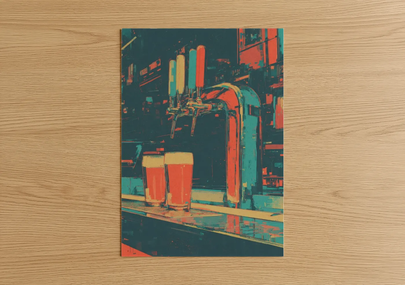 Vintage Beer Tap Retro Illustration Wall Art