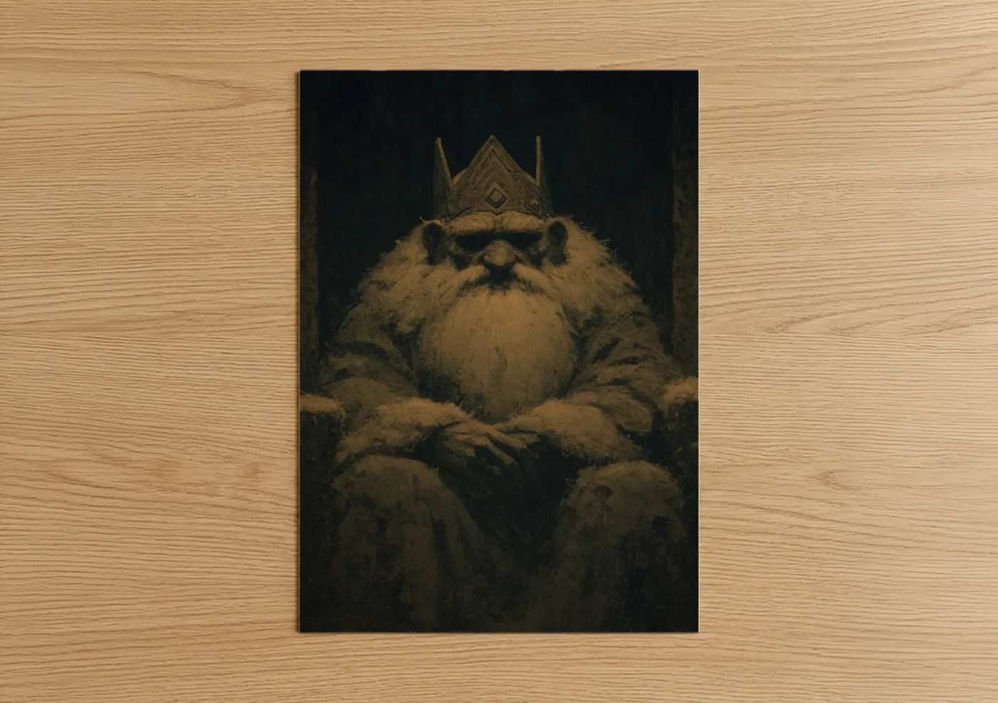 Crowned Dwarf King Medieval Fantasy Wall Art
