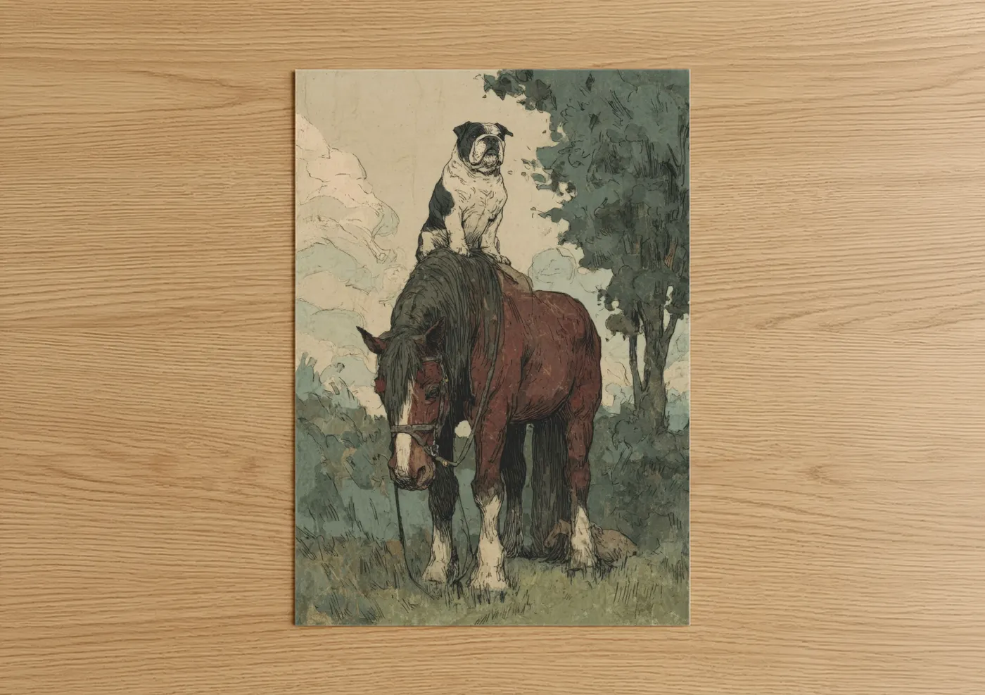 Bulldog on Horseback Classic Wall Art